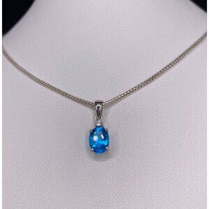 925 blue topaz CZ necklace